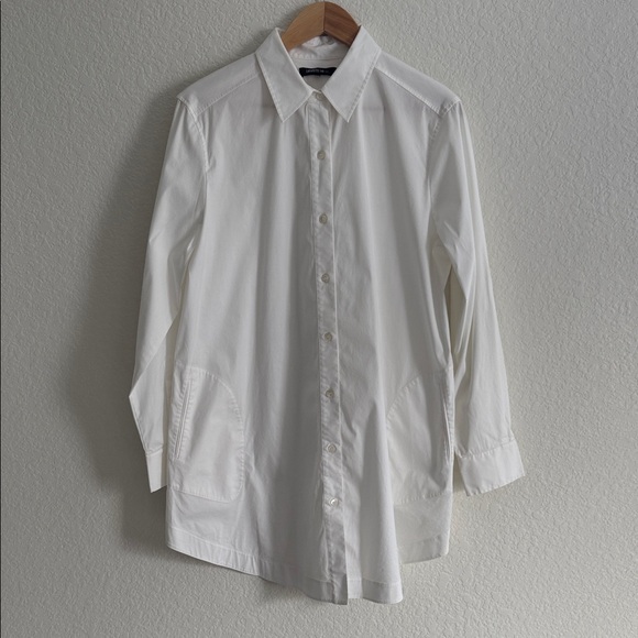 Lafayette 148 New York Long Sleeve Button Down White Shirt Size 12 - Picture 2 of 10